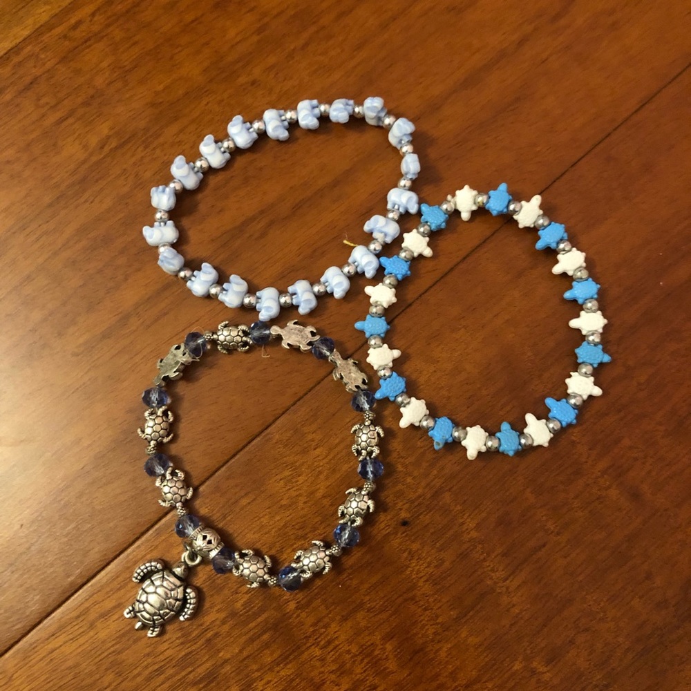 🌊 Blue and silver VSCO bracelet set 🌊